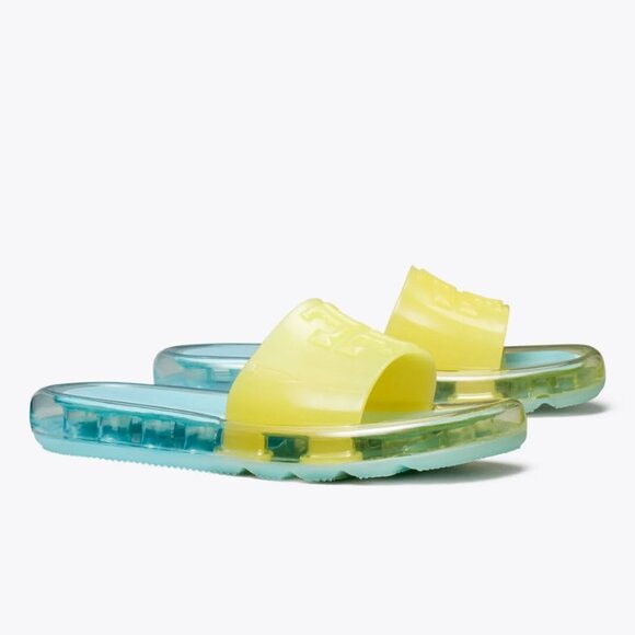 NEW Tory Burch Bubble Jelly Slides Slip on Sandals Womens Size 8 Light Blue Fire - Picture 1 of 9